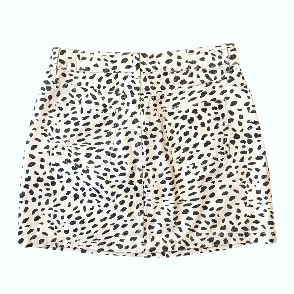 Signature8 Black White Animal Print Denim Mini Skirt Y2K Dalmation 100% Cotton S